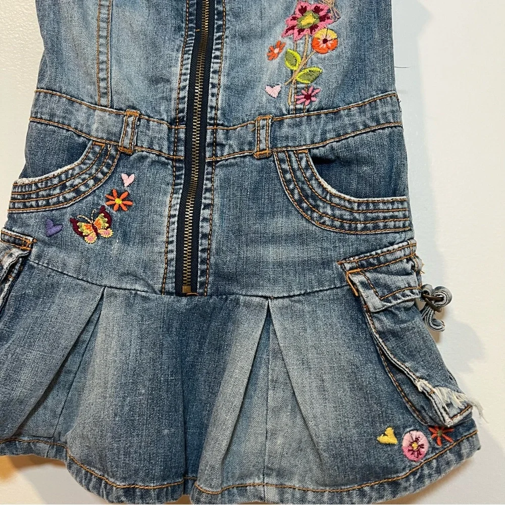 Children’s place Embroidered Denim Dress with Floral Accents